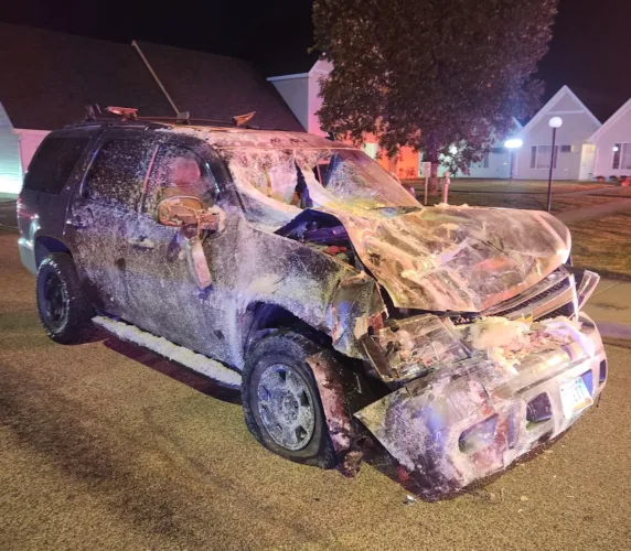 Arrest made after vehicle enters building
